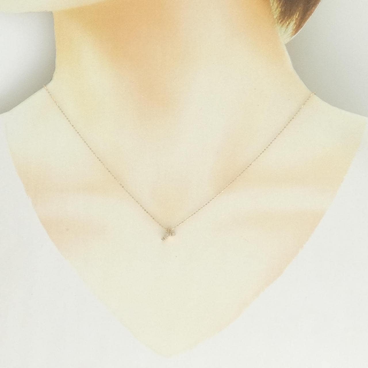 K18PG/750PG イニシャルY ダイヤモンド ネックレス 0.04CT