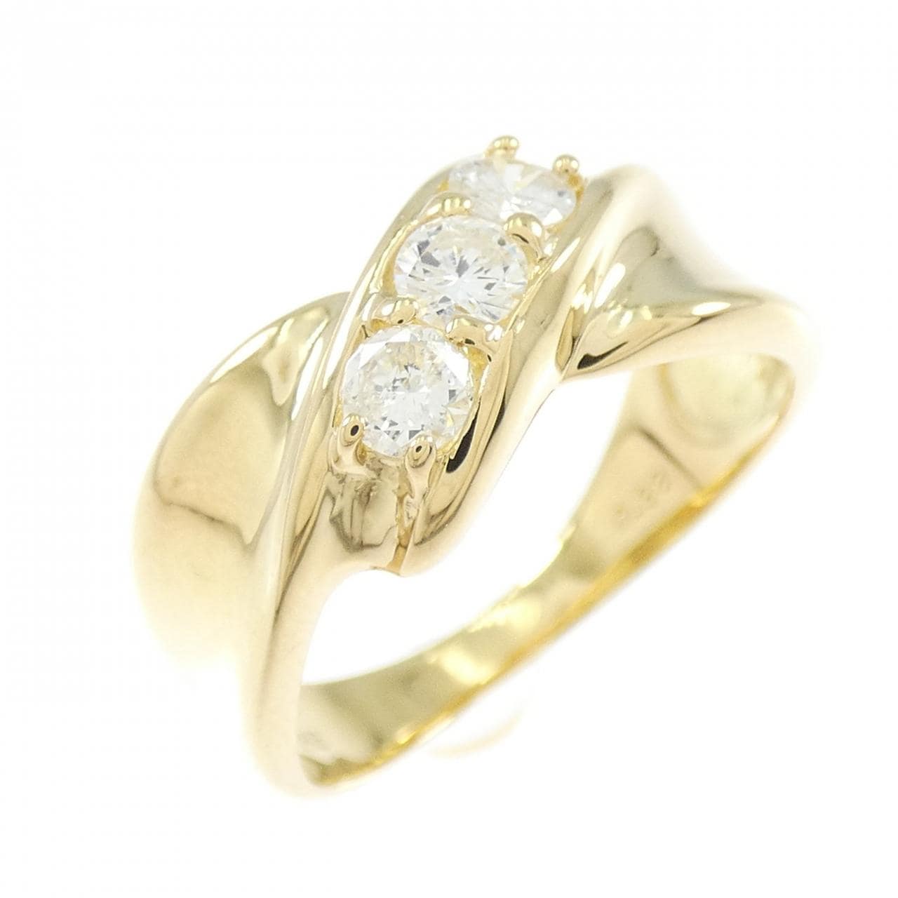 K18YG スリーストーン ダイヤモンド リング 0.38CT