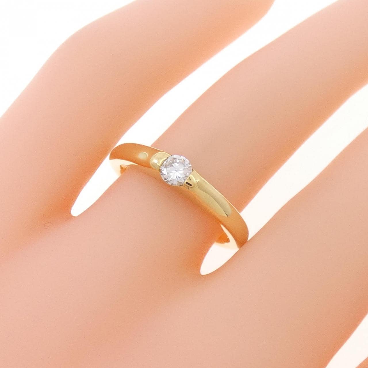 K18YG ソリティア ダイヤモンド リング 0.16CT