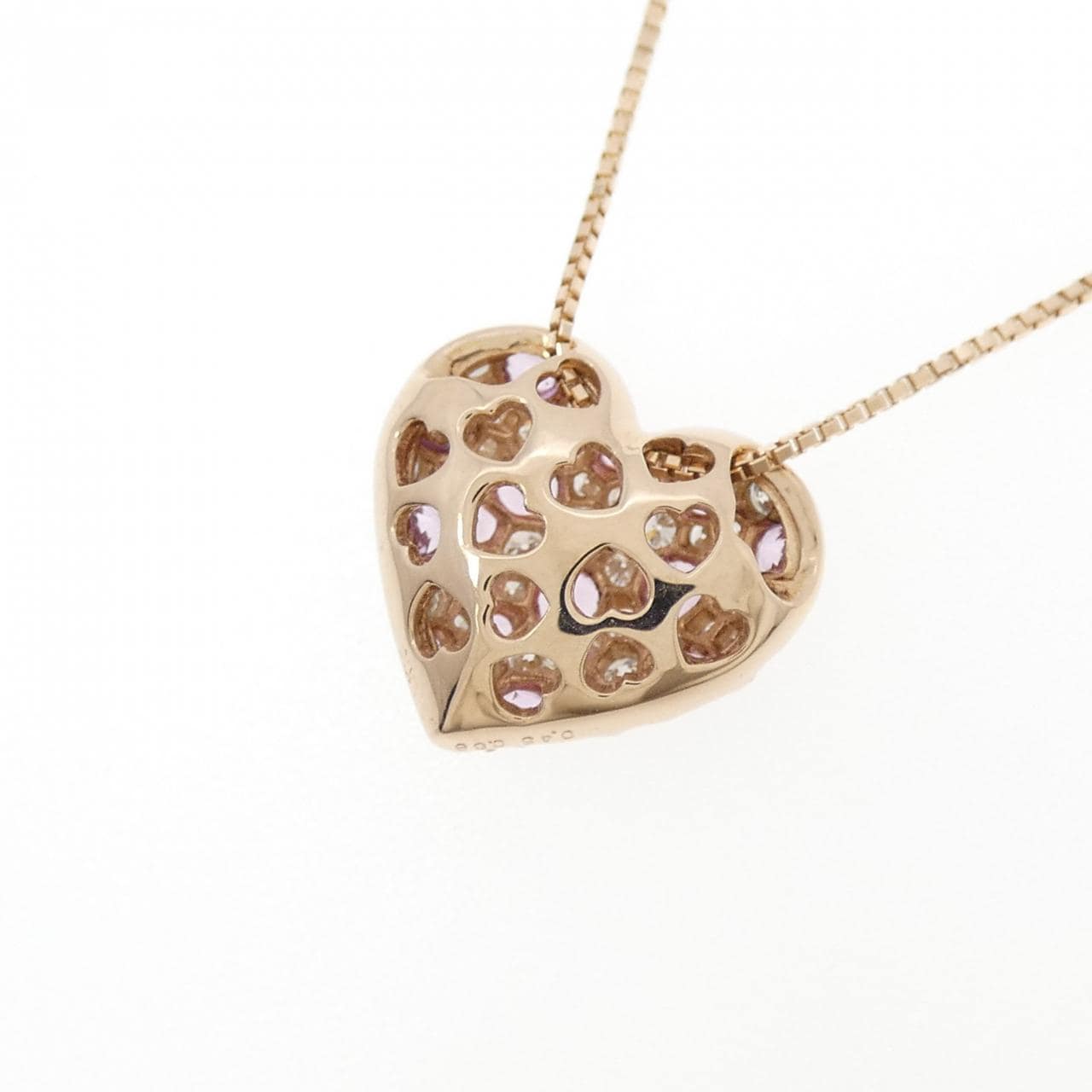 K18PG ハート サファイヤ ネックレス 0.68CT