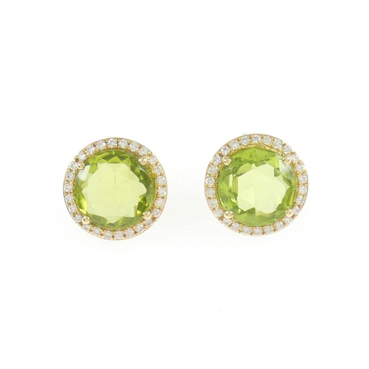 【新品】K18YG ペリドット ピアス 4.41CT