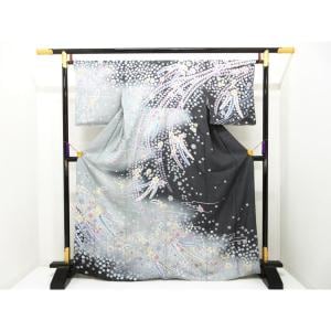 訪問着　銀通しボカシ染　友禅加工絞り入