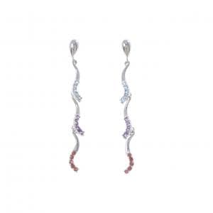 K18WG カラーストーン ピアス