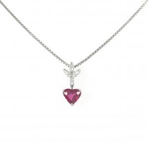 PT900/PT850 ハート ルビー ネックレス 1.225CT