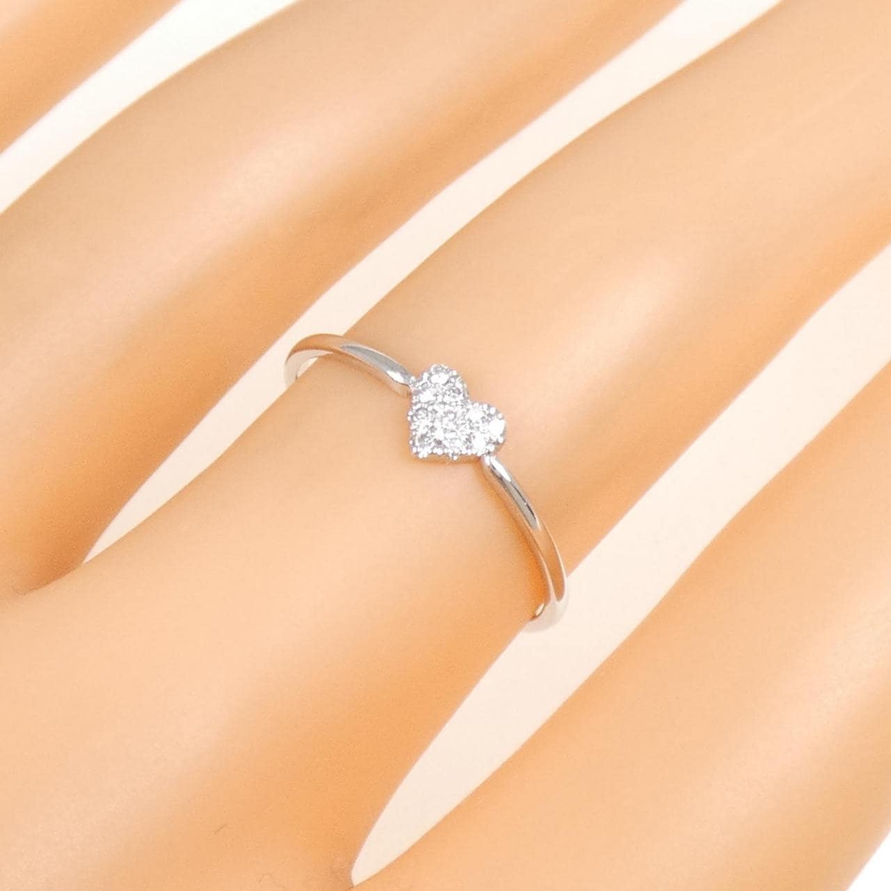 K18WG ハート ダイヤモンド リング 0.05CT