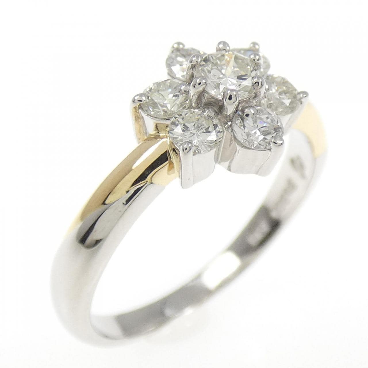 PT900/K18YG フラワー ダイヤモンド リング 0.50CT