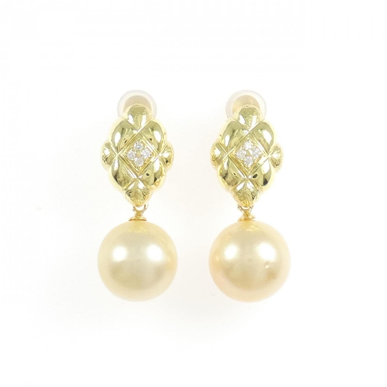 K18YG 白蝶パール イヤリング 10.4mm