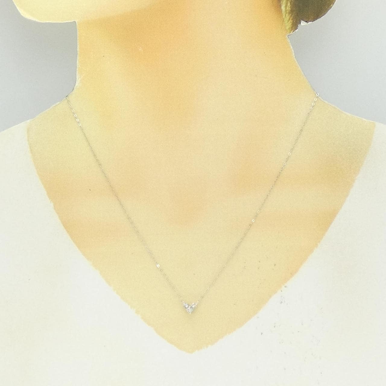 K18WG ハート ダイヤモンド ネックレス 0.25CT