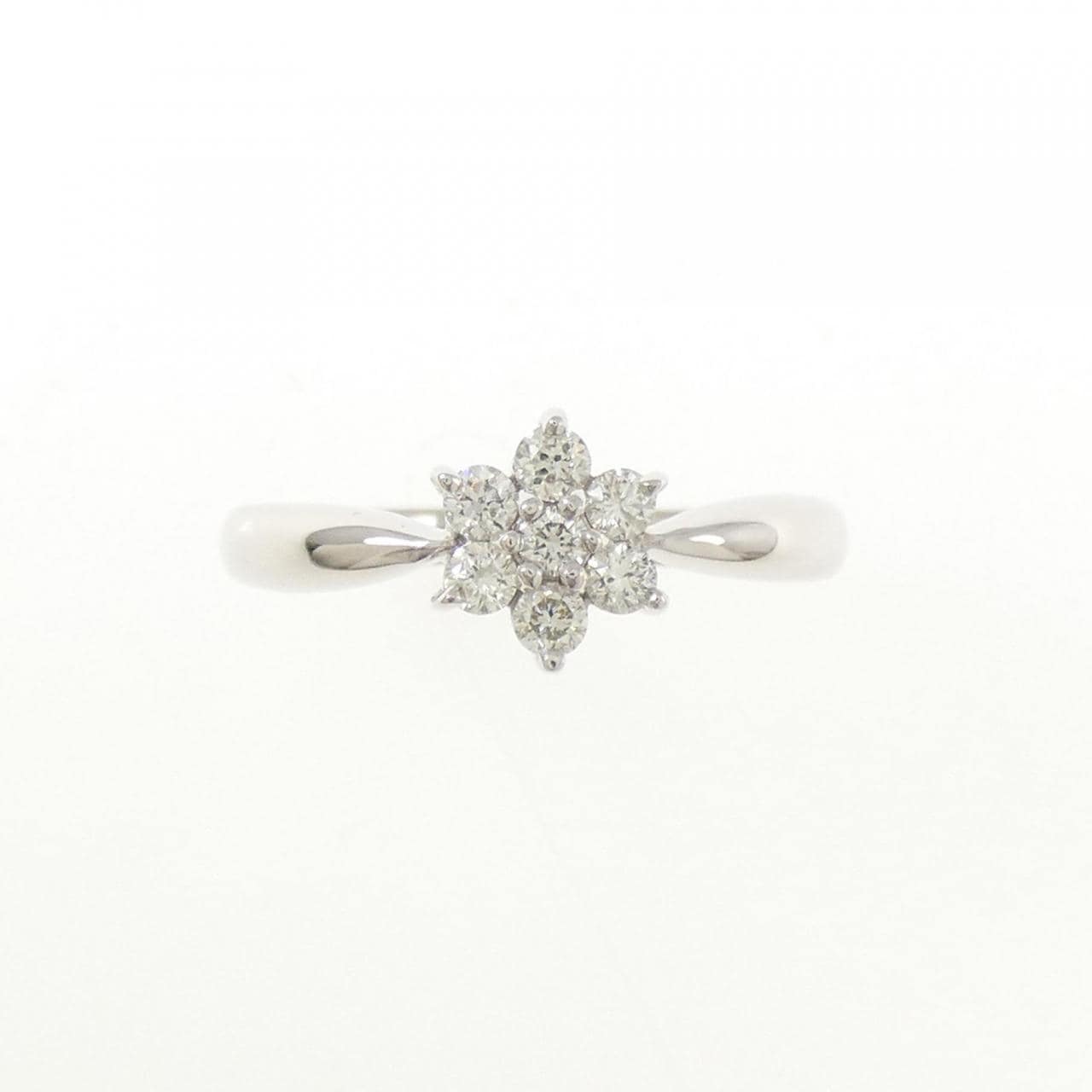 K18WG フラワー ダイヤモンド リング