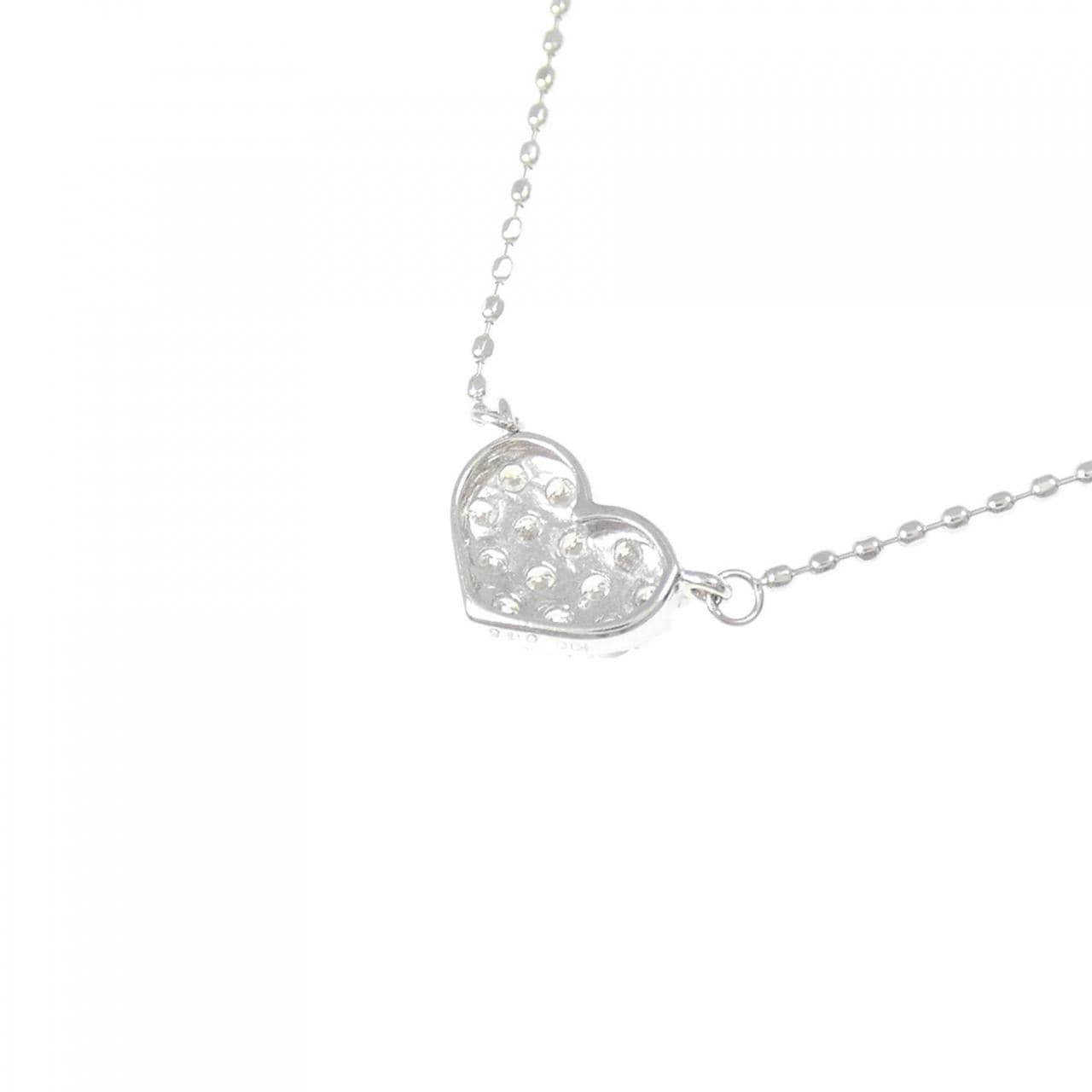 K10WG ハート パヴェ ダイヤモンド ネックレス 0.15CT