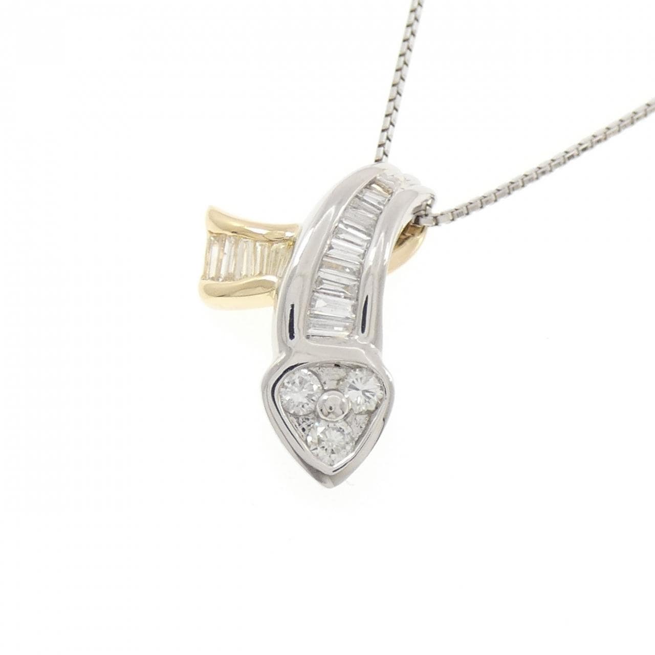 PT900/K18YG/PT850 ダイヤモンド ネックレス 0.53CT