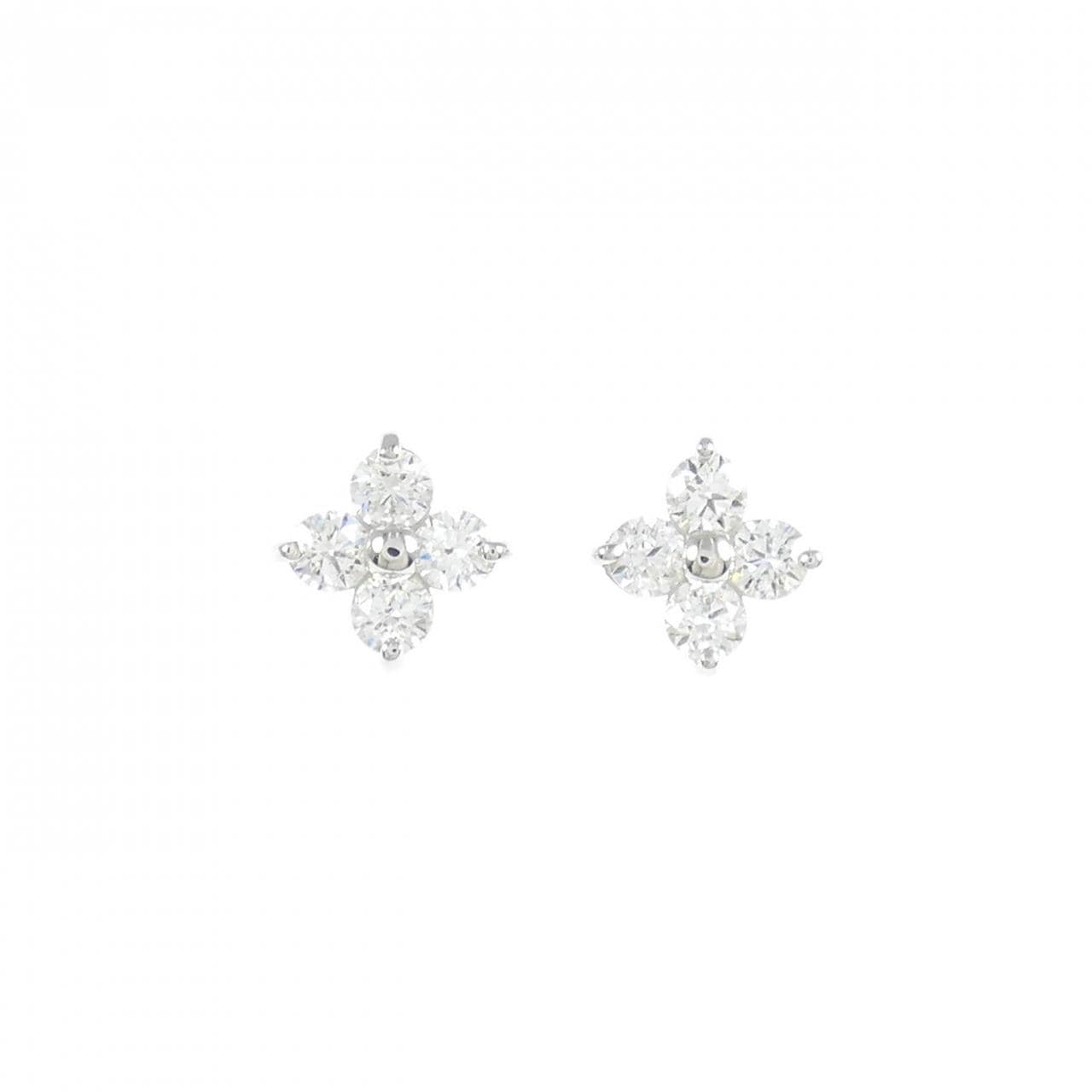 K18WG フラワー ダイヤモンド ピアス 0.5CT