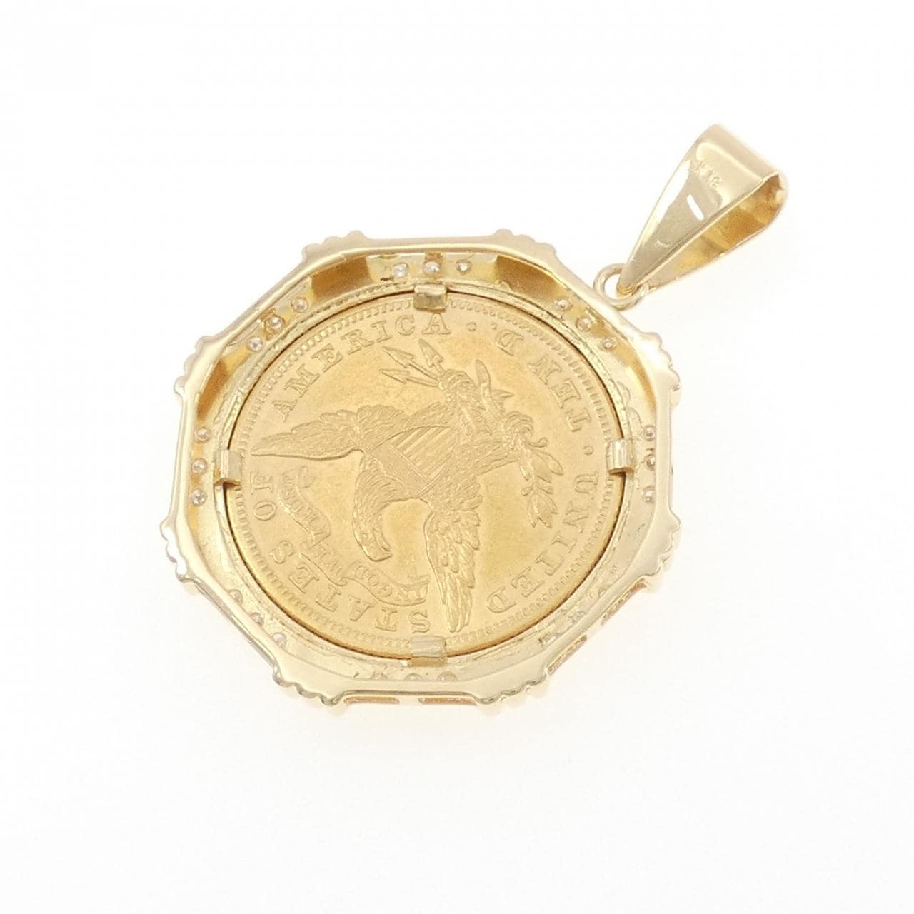 K18YG ダイヤモンド コイン ペンダント