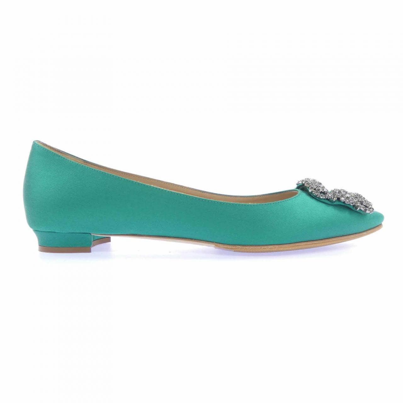 マノロブラニク MANOLO BLAHNIK HANGISIFLAT サテン フラットシューズ