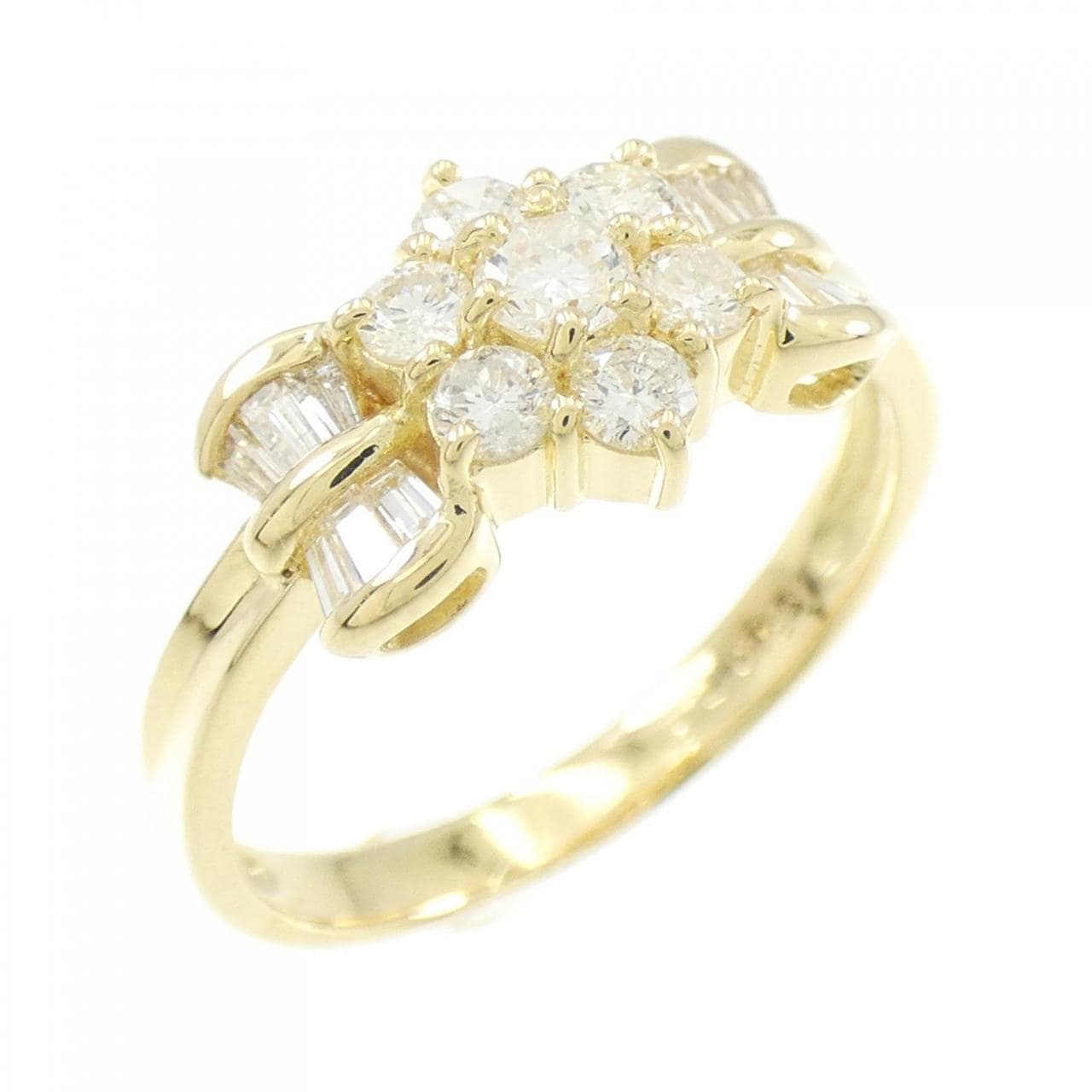 K18YG フラワー ダイヤモンド リング 0.70CT