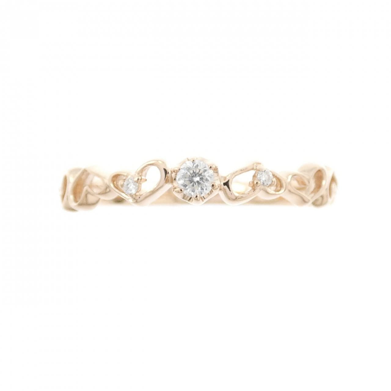 K10PG ハート ダイヤモンド リング