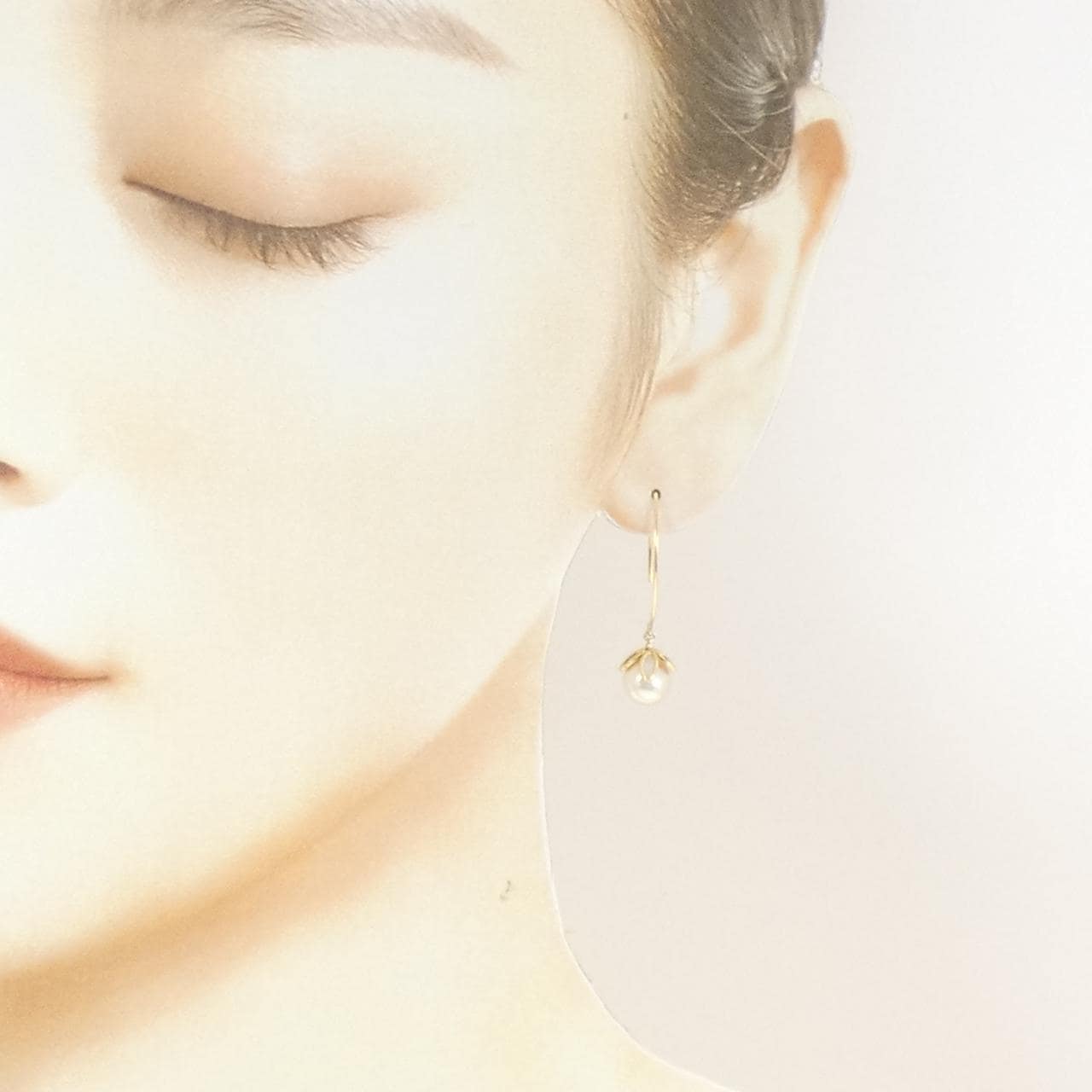 K18YG/PT850 アコヤパール ピアス