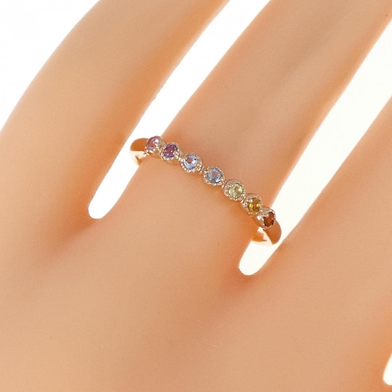 K18PG color stone ring