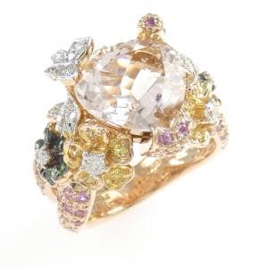 750フォーカラー ハート×フラワー×バタフライ ベリル リング 3.97CT
