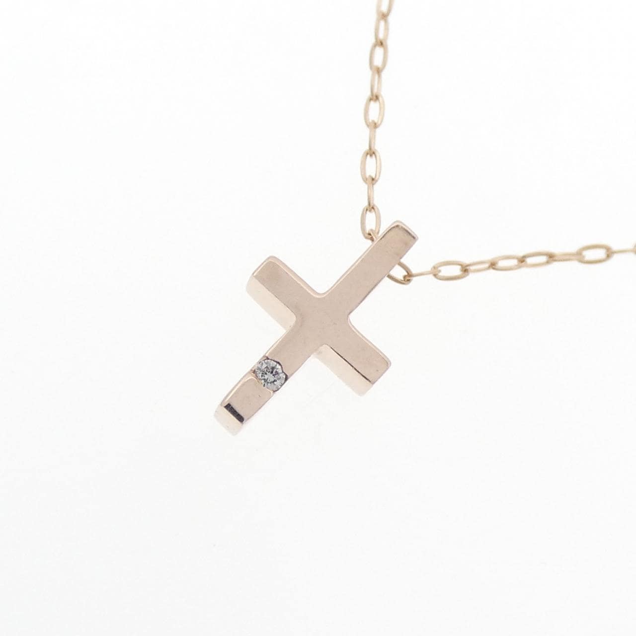 K10PG クロス ダイヤモンド ネックレス