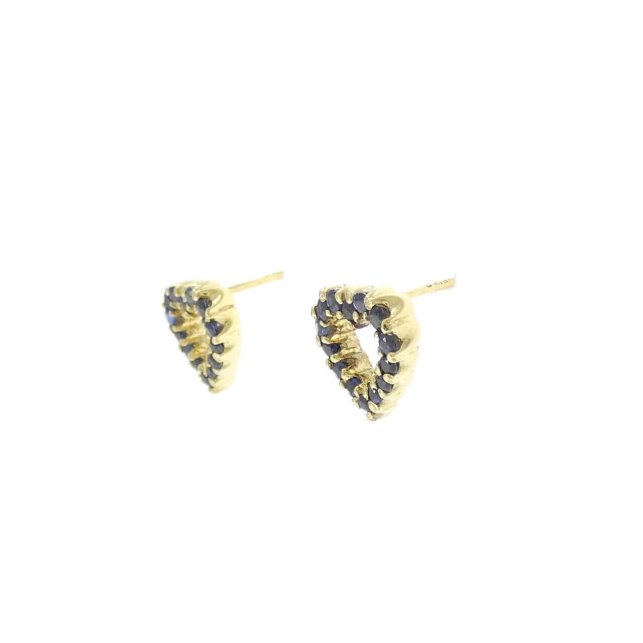 K18YG Heart Sapphire Earrings 0.34CT