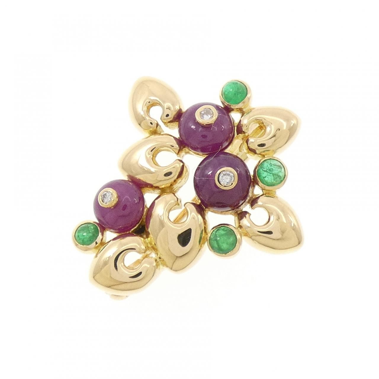 K18YG カラーストーン ブローチ