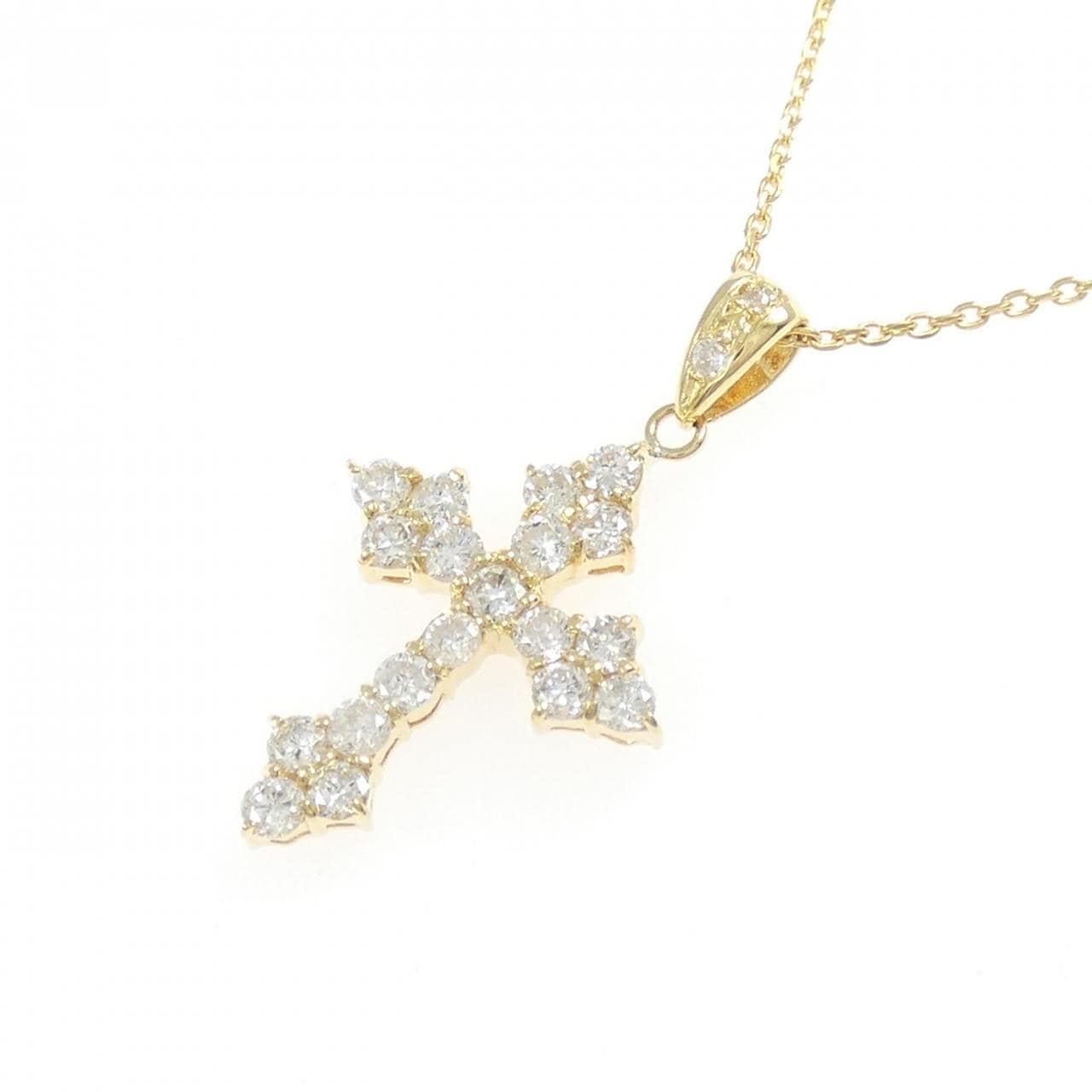 K18YG クロス ダイヤモンド ネックレス 0.50CT