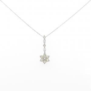 K18WG フラワー ダイヤモンド ネックレス 1.07CT
