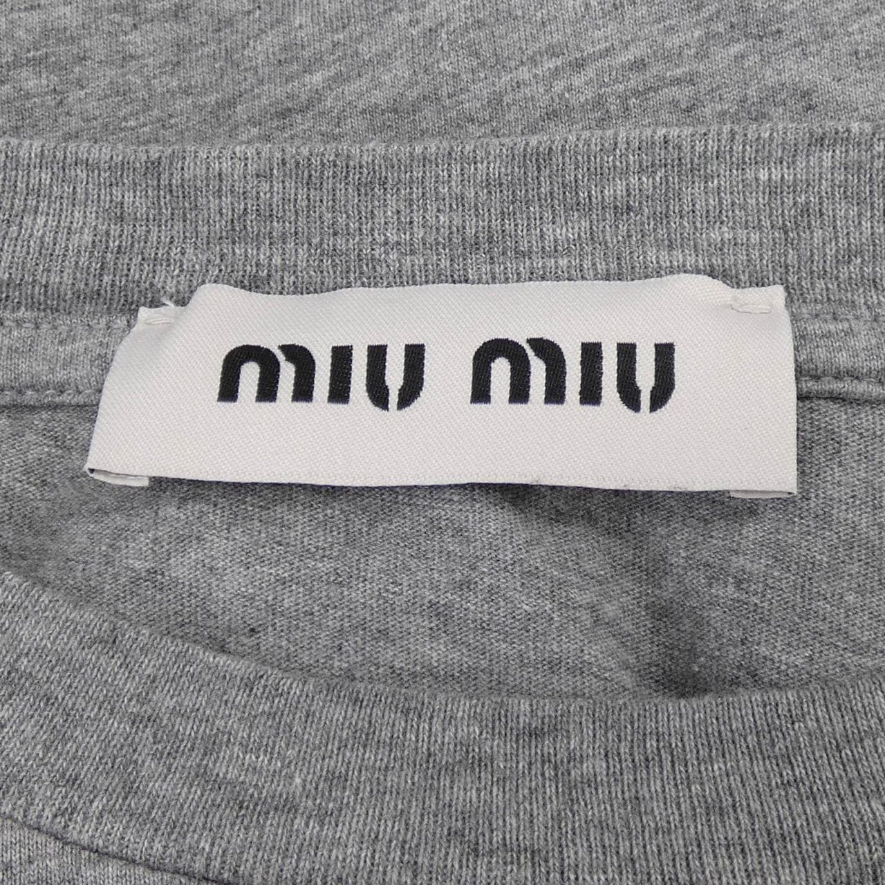 ミュウミュウ MIU MIU ジャージーTシャツ MIU MIUロゴ MJE15 SOOO 137E. Tシャツ