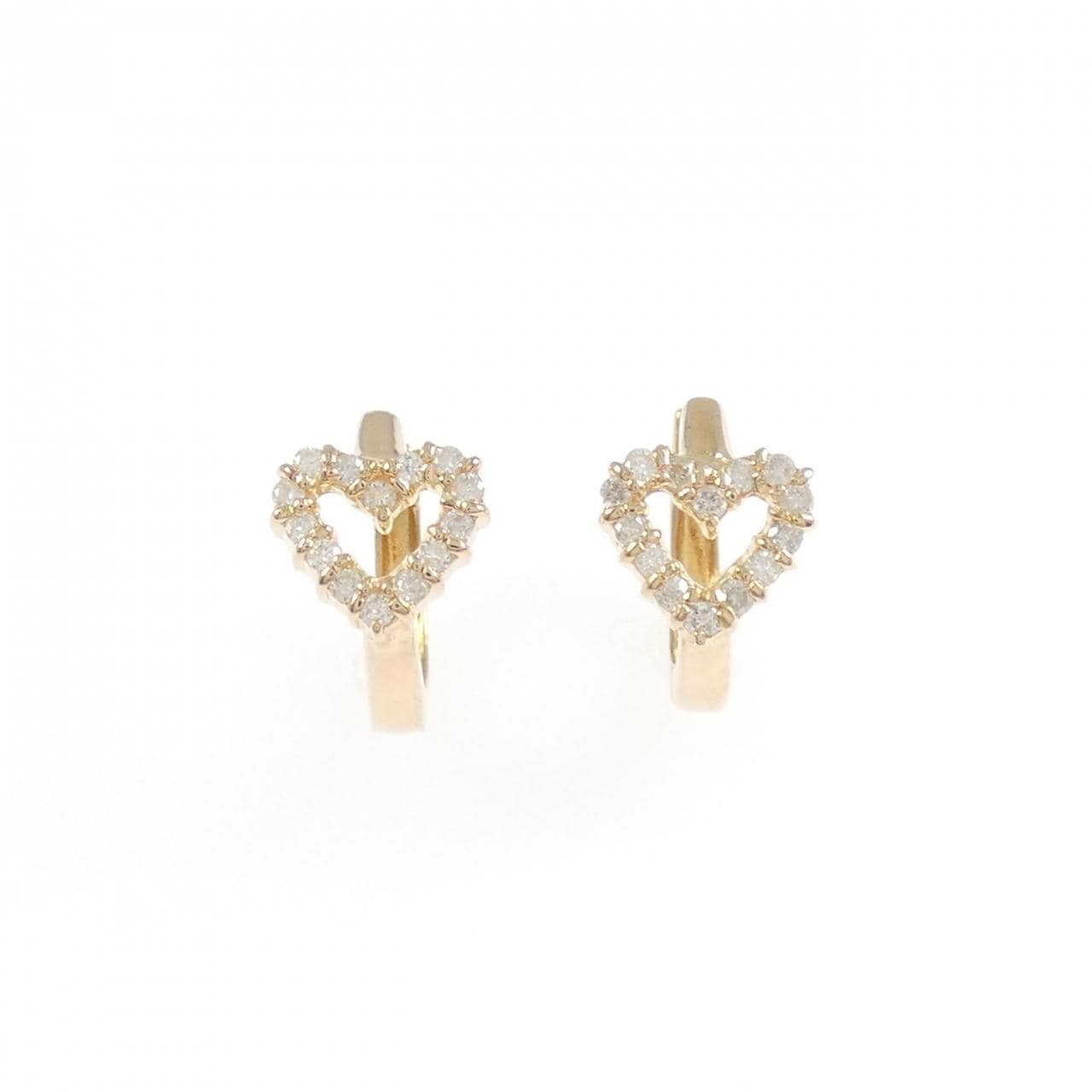 K18PG ハート ダイヤモンド フープ ピアス 0.14CT