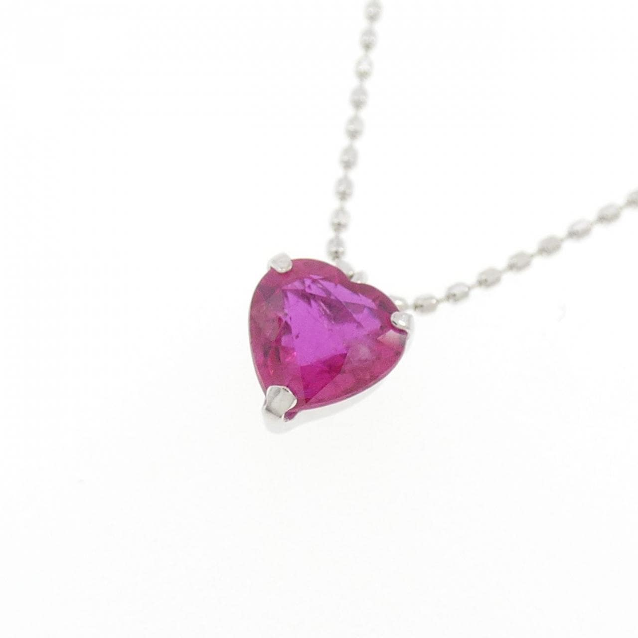 K18WG ハート ルビー ネックレス 1.22CT