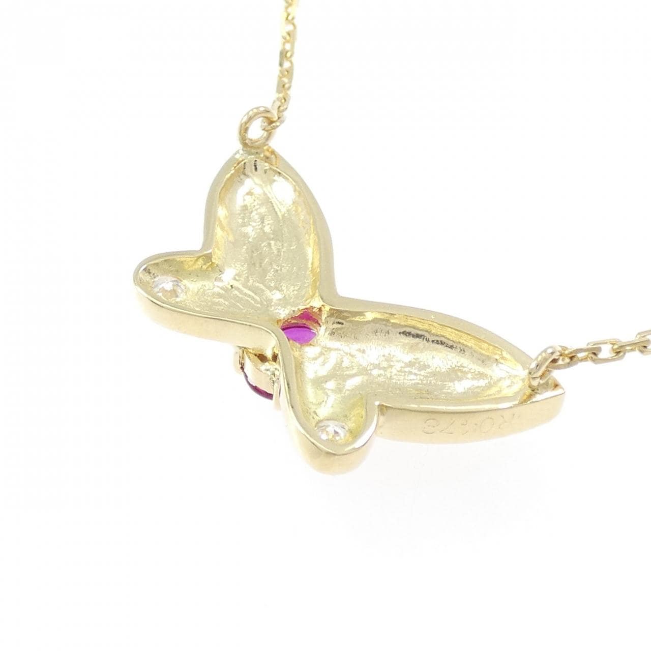 K18YG チョウチョウ ルビー ネックレス 0.478CT