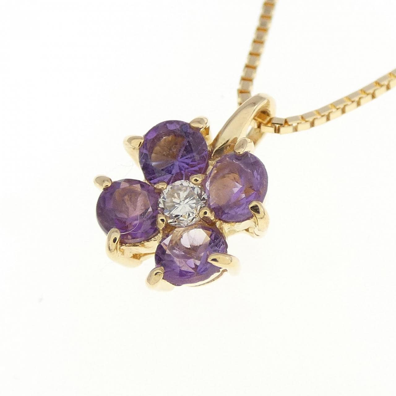 K18YG flower amethyst necklace