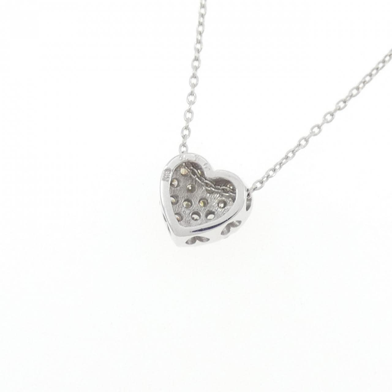 K18WG パヴェ ハート ダイヤモンド ネックレス 0.30CT