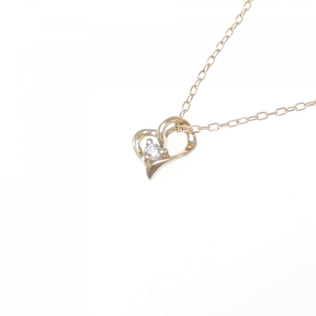 K18PG ハート ダイヤモンド ネックレス 0.02CT