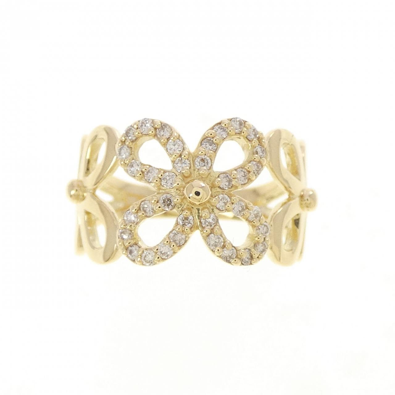 K18YG フラワー ダイヤモンド リング 0.18CT