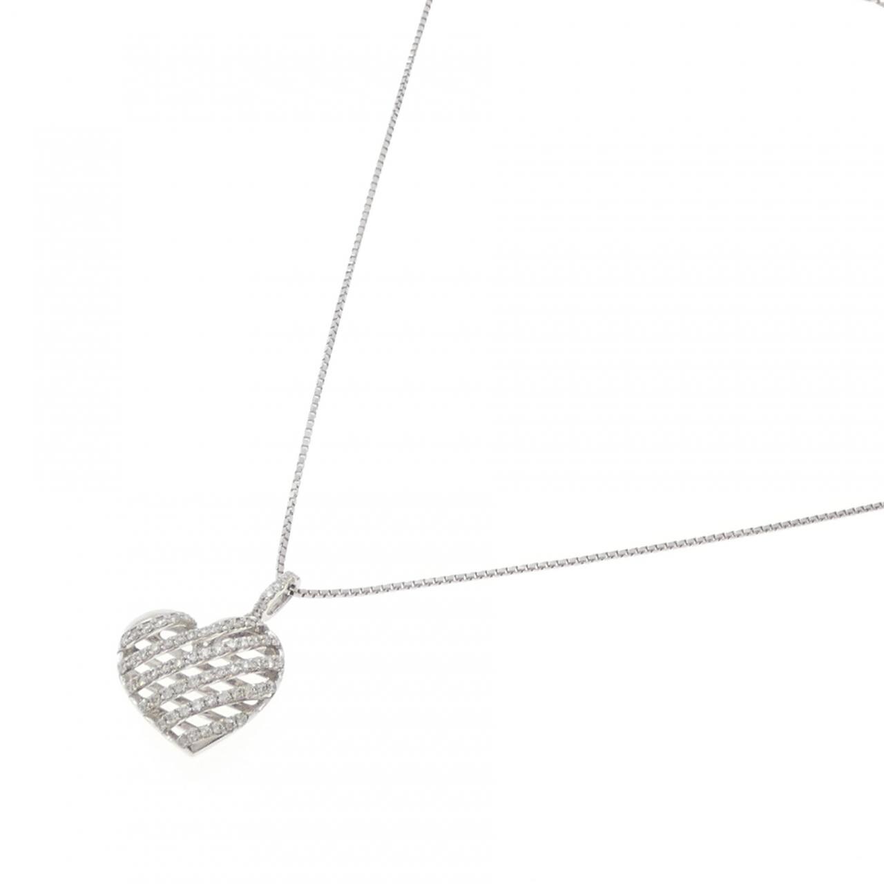 PT900/PT850 ハート ダイヤモンド ネックレス 0.65CT