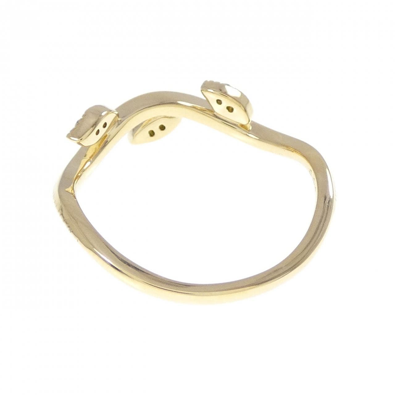 K18YG リーフ ダイヤモンド リング 0.06CT