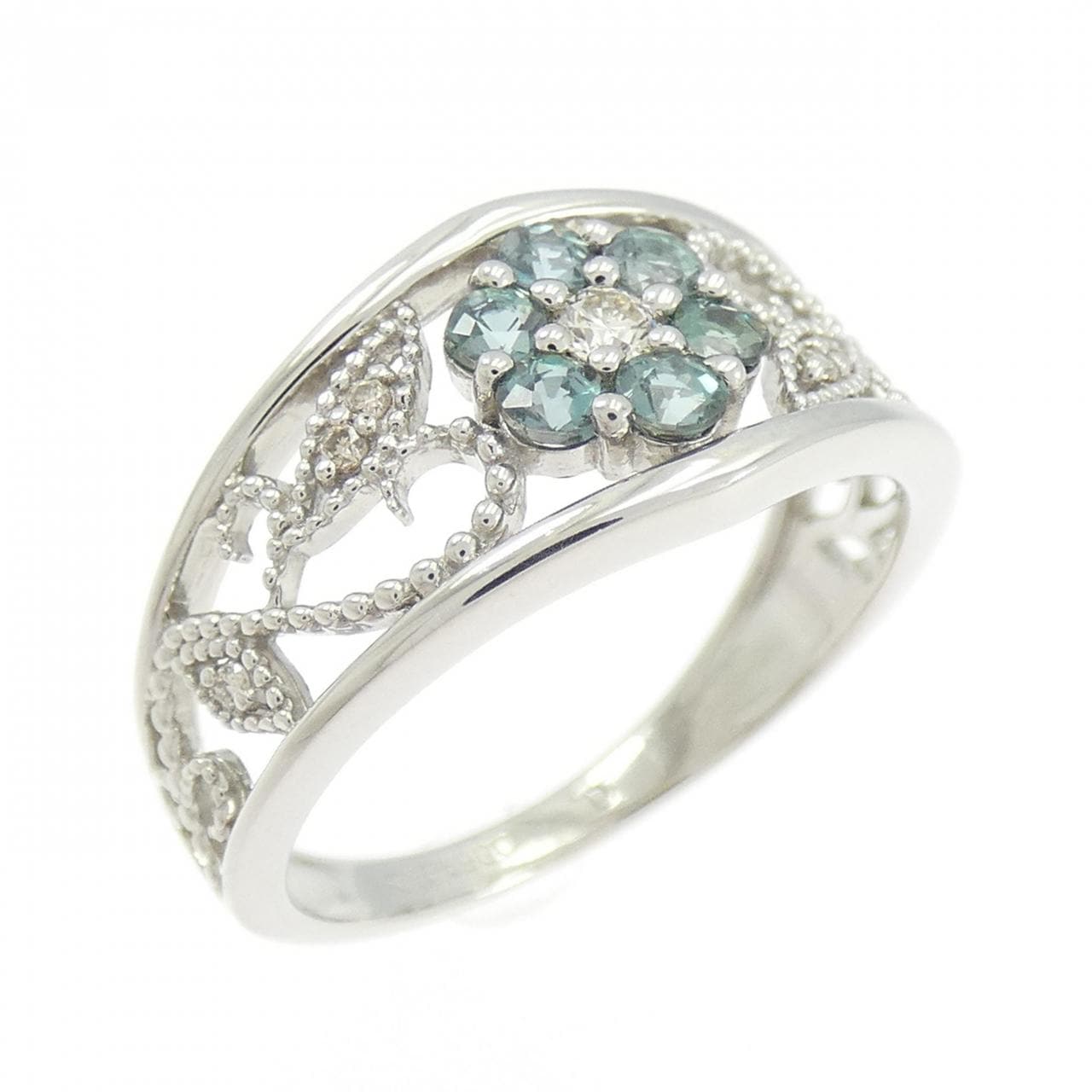 PT900 フラワー アレキサンドライト リング