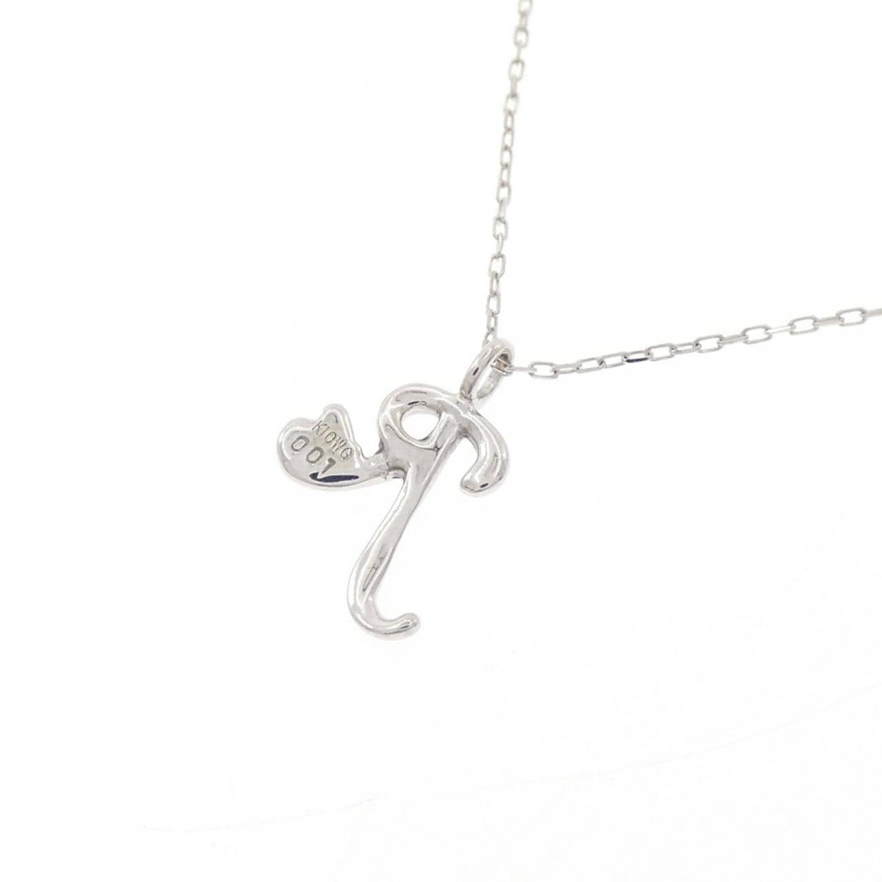 K10WG イニシャルR ダイヤモンド ネックレス 0.01CT