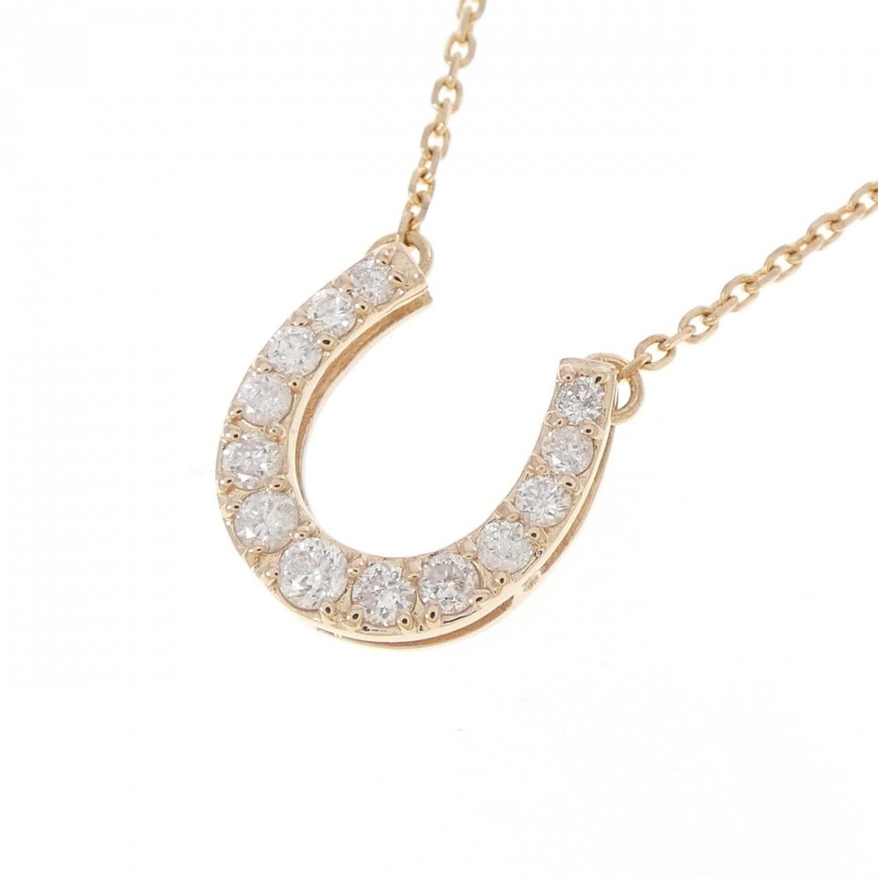 K18PG ホースシュー ダイヤモンド ネックレス 0.21CT