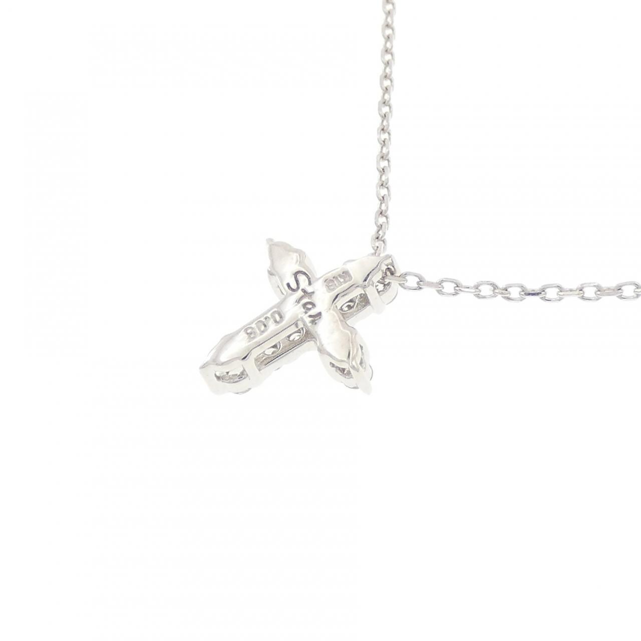 スタージュエリー クロス ダイヤモンド ネックレス 0.08CT