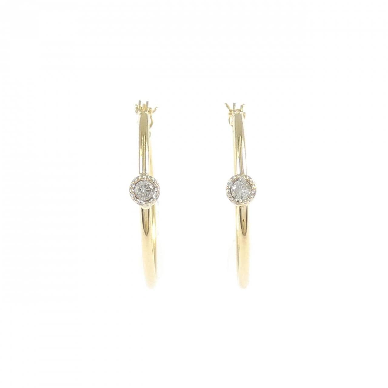 K18YG/K18WG ダイヤモンド フープ ピアス 0.04CT