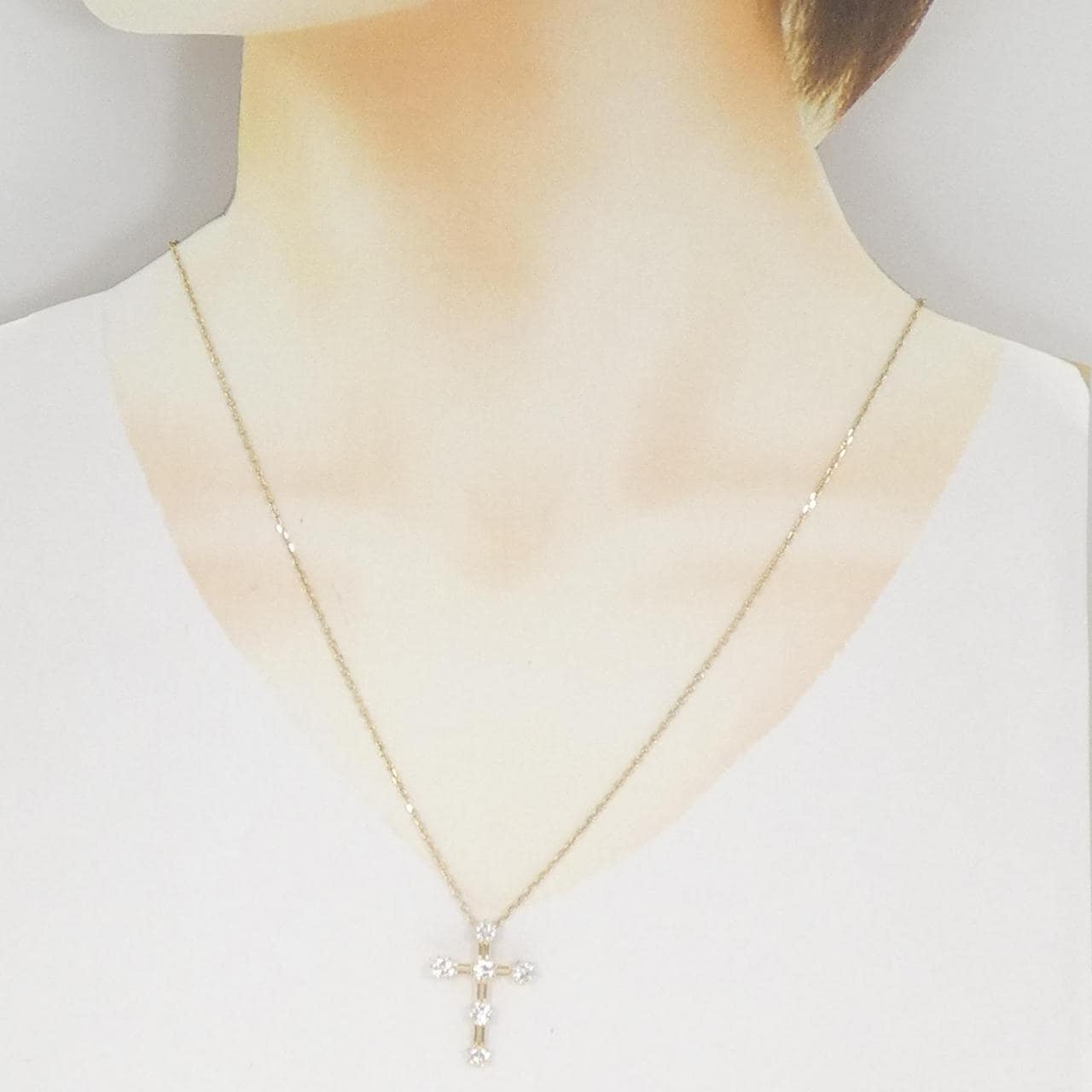 K18YG クロス ダイヤモンド ネックレス 1.00CT