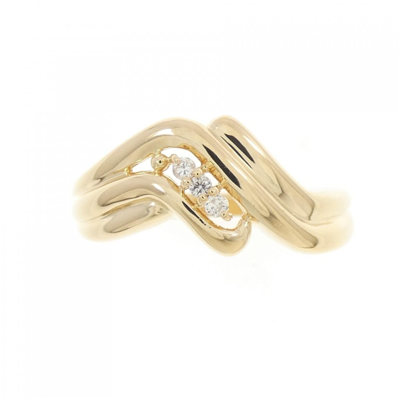 K18YG スリーストーン ダイヤモンド リング 0.03CT