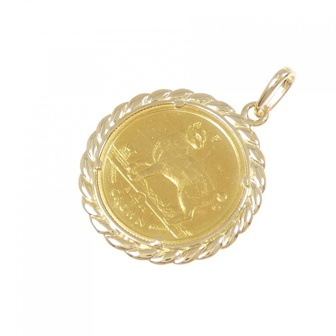 K18YG (框) 硬币吊坠