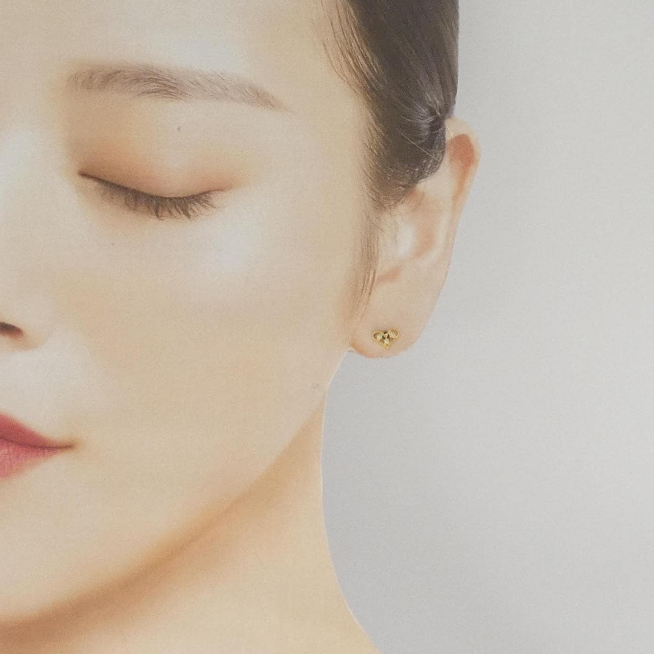 K18YG ハート ダイヤモンド ピアス