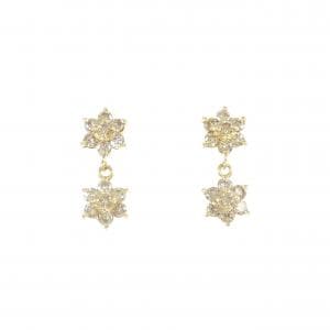 K18YG フラワー ダイヤモンド ピアス 0.70CT