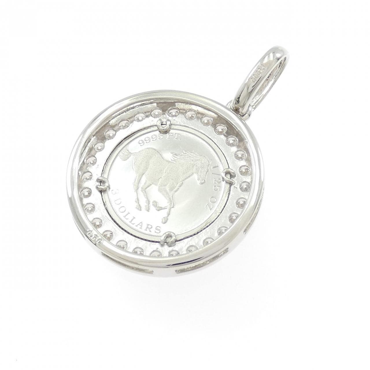 PT900(枠) ダイヤモンド コイン 0.70CT ペンダント