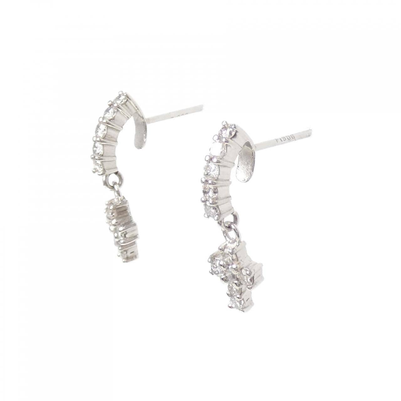 PT900 クロス ダイヤモンド ピアス 0.40CT